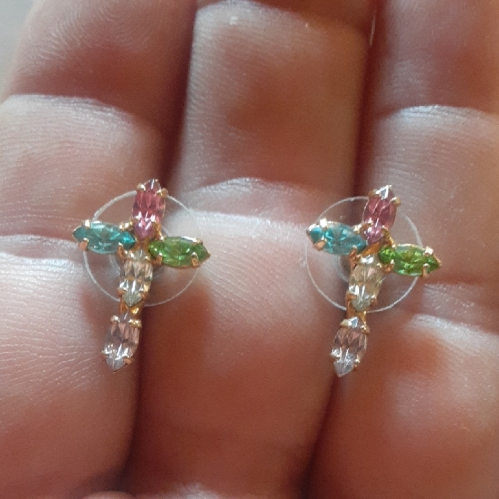 Multicolor Cross Earrings